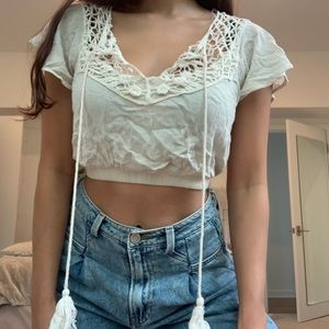 Charlotte Russe crochet-back crop top